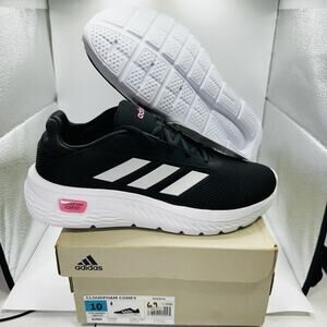 Size 10 - Adidas Women's Cloudfoam Comfy Running Shoes, Black/White/Pink (New)